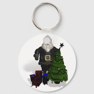 Chaveiro Papai Noel Em Preto Couro