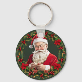 Chaveiro Papai Noel em uma Grinalda Festiva