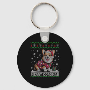Chaveiro Papai Noel Engraçado Corgi Cachorro Alegre Corgmas