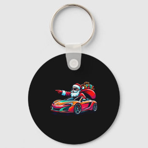 Chaveiro Papai Noel engraçado de Natal dirigindo carro Srt