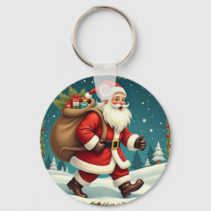 Chaveiro Papai Noel Entregando Presentes Através da Florest