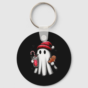 Chaveiro Papai Noel Fantasma Fofo Bebendo Café Café Gelado 