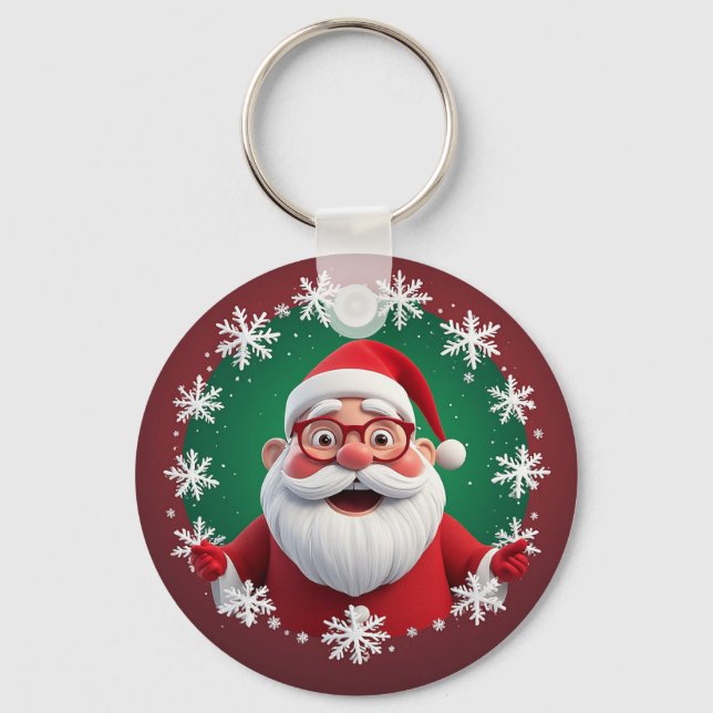 Chaveiro Papai Noel Flocos de Neve Presente de Férias de Na (Frente)