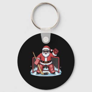 Chaveiro Papai Noel Goleiro de Hóquei Engraçado Hóquei no G