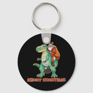 Chaveiro Papai Noel montando dinossauro, Trex Papai Noel, N