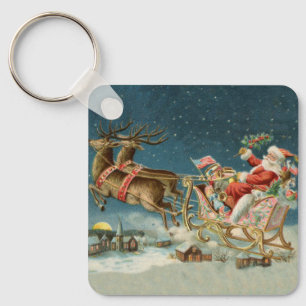Chaveiro Papai Noel Natal Trenó Antigo Rena