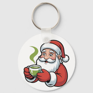 Chaveiro Papai Noel segurando um Natal para Beber Matcha