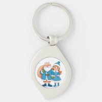 Papai Noel sorridente e donzela de neve