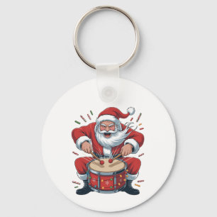 Chaveiro Papai Noel Tocando Bateria Natal Baterista Xmas