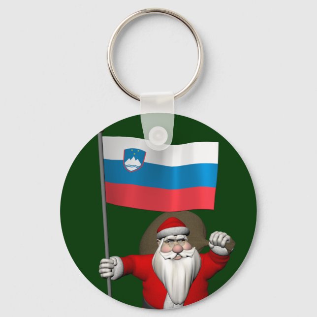 Chaveiro Papai Noel Visitando a Eslovênia (Frente)