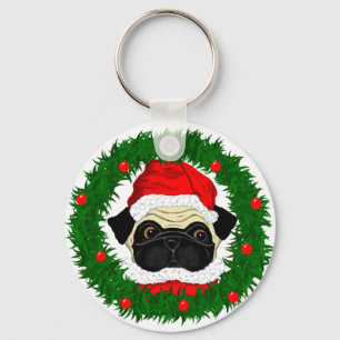 Chaveiro Papais noeis bonitos de Natal em Wreath