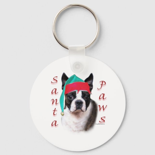 Chaveiro Papais noeis de Boston Terrier (Frente)