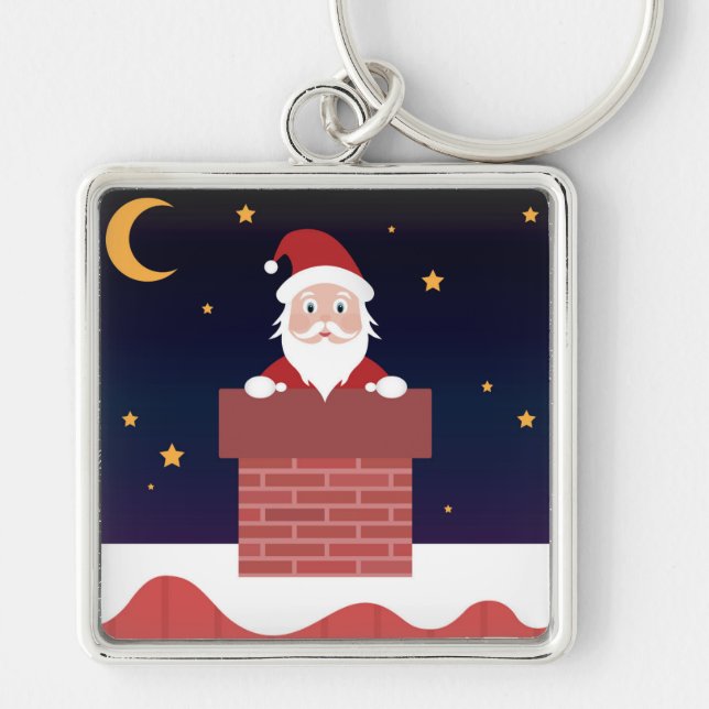 Chaveiro Papais noeis de desenho animado chegando à cidade  (Frente)