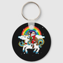 Chaveiro Papais noeis de Natal Andando no Unicorn Xmas Ofer