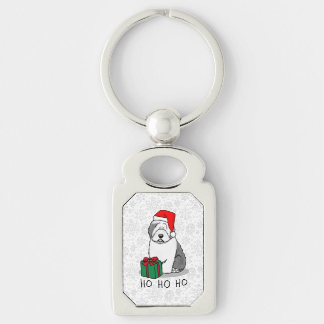Chaveiro Papais noeis de Natal Cachorro de Ovelha Inglês (C (Frente)