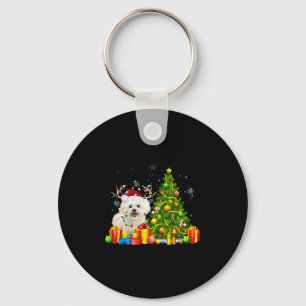 Chaveiro Papais noeis de Natal do Bichon Frise Cão-de-Natal