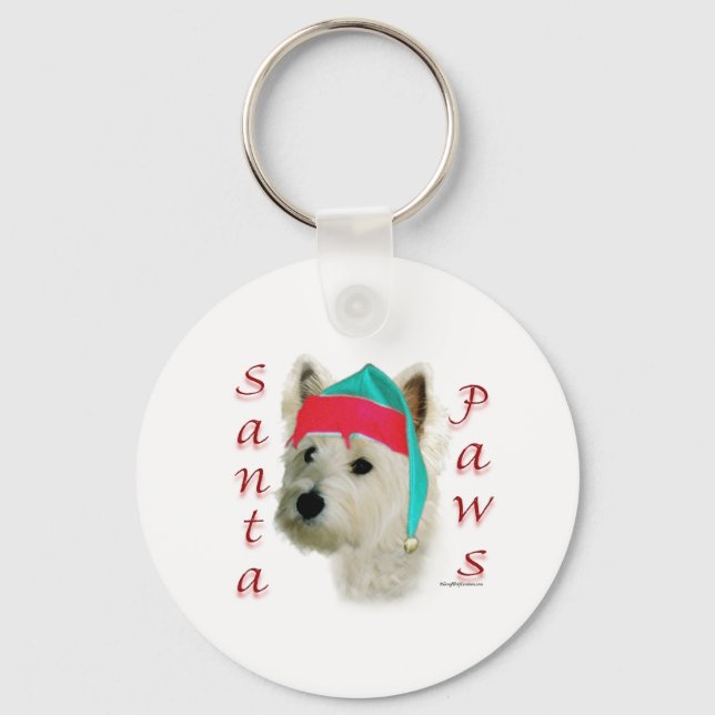 Chaveiro Papais noeis de Terrier Branco da West Highland (Frente)