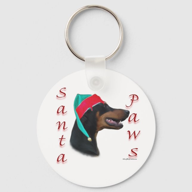 Chaveiro Papais noeis Doberman Pinscher (preto) (Frente)