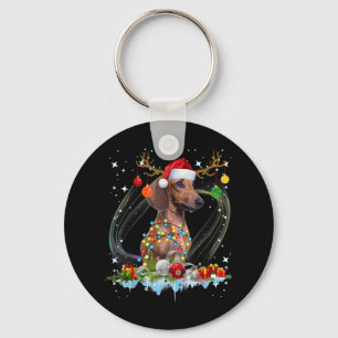 Chaveiro Papais noeis Engraçados Dachshund Reindeer Natal C
