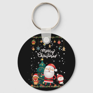Chaveiro Papais noeis engraçados, Snowman, Reindeer Feliz 