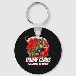 Chaveiro Papais noeis Engraçados Trump Claus Está Chegando 