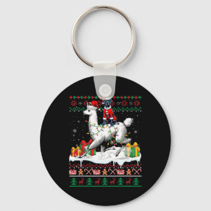 Chaveiro Papais noeis Great Dane Riding Llama Christmas Swe