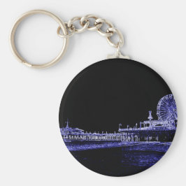 Chaveiro Papais noeis Monica Pier Blue Neon Night Photo Edi