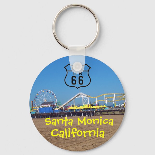 Chaveiro Papais noeis Monica Pier Route 66 California (Frente)
