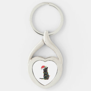 Chaveiro Papais noeis Negros Gatos Tangidos Em Luzes De Nat