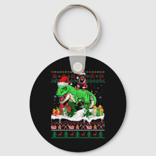 Chaveiro Papais noeis Rottweiler Andando em T-rex Sweater N