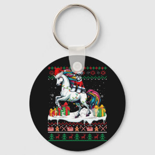 Chaveiro Papais noeis Schnauzer Andando no Unicorn Sweater
