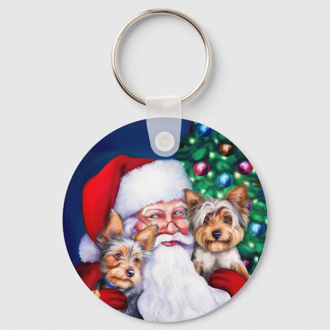 Chaveiro Papais noeis Yorkies no Natal (Frente)