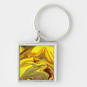 Chaveiro Papel Digital Amarelo Marble Waves-55448
