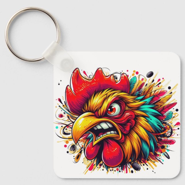 Chaveiro "Pappy Spirited Rooster" Double Sided Aluminum  (Frente)
