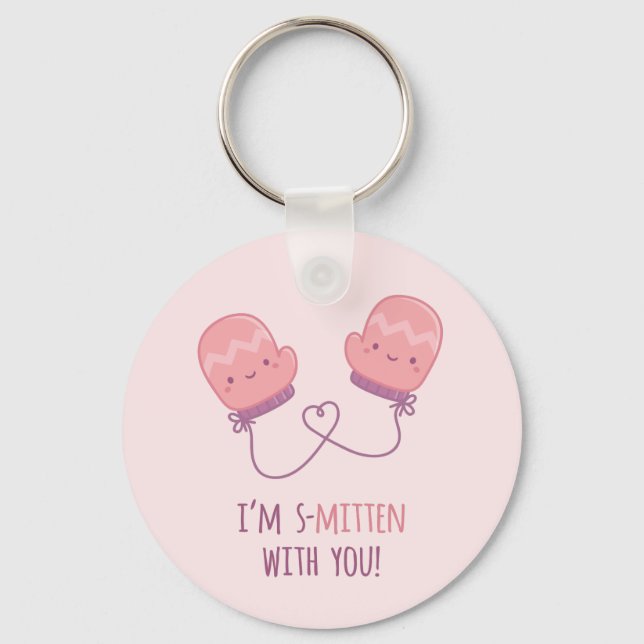 Chaveiro Par de Luvas Enamoradas com Você Pun Cute (Frente)
