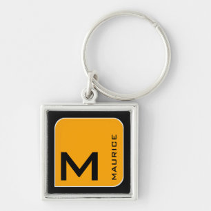 Chaveiro para ele, um monograma de logotipo amarelo moderno
