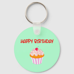 Chaveiro Parabéns Aniversário Delicioso Cupcake Cherry no