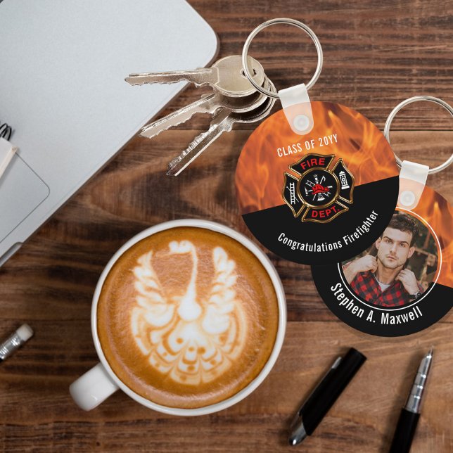 Chaveiro Parabéns Bombeiro Classe de Chamas | Nome (Criador carregado)