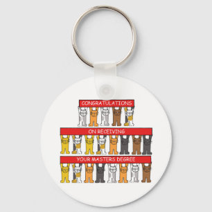 Chaveiro Parabéns do grau de mestrado, gatos dos desenhos