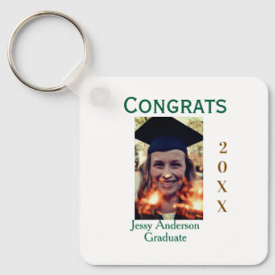 Chaveiro Parabéns graduado verde dourado ano 20XX nome simp