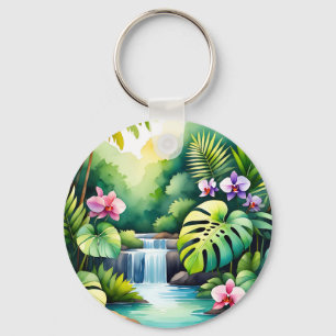 Chaveiro Paraíso de Orquídeas com Cachoeira na Selva Tropic