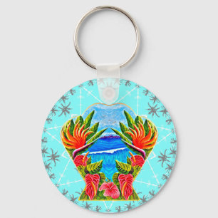 Chaveiro Paraíso Havaiano Duas Vezes (Azul)