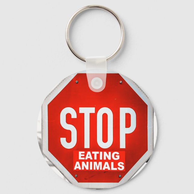 Chaveiro Parar de Comer Animais Vegetarianos (Frente)