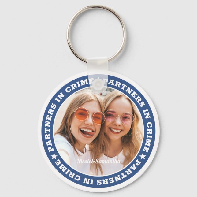 Chaveiro Parceiros no Crime BFF Foto personalizada simples  (Frente)