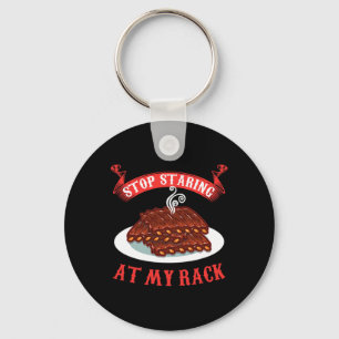 Chaveiro Pare de olhar para meu Rack - GIF engraçado de cos
