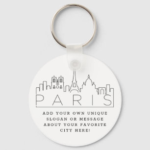 Chaveiro Paris, França Estilizou Skyline Slogan Personali