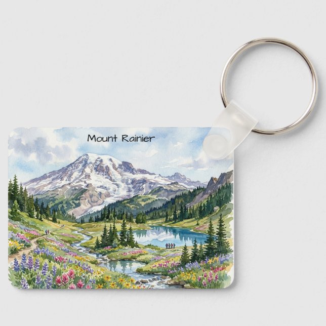 Chaveiro Parque Nacional Mount Rainier Arte Aquarela (Frente)