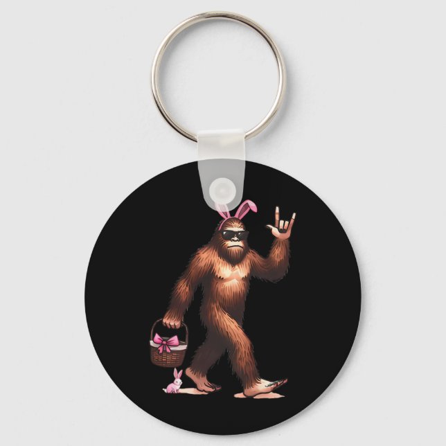 Chaveiro Páscoa Coelho Sasquatch Pé Grande Ovos Retro Homen (Frente)