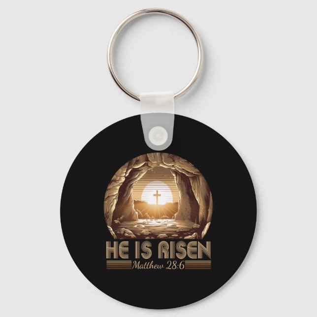 Chaveiro Páscoa Cristã Ele Ressuscitou Jesus Túmulo Vazio H (Frente)