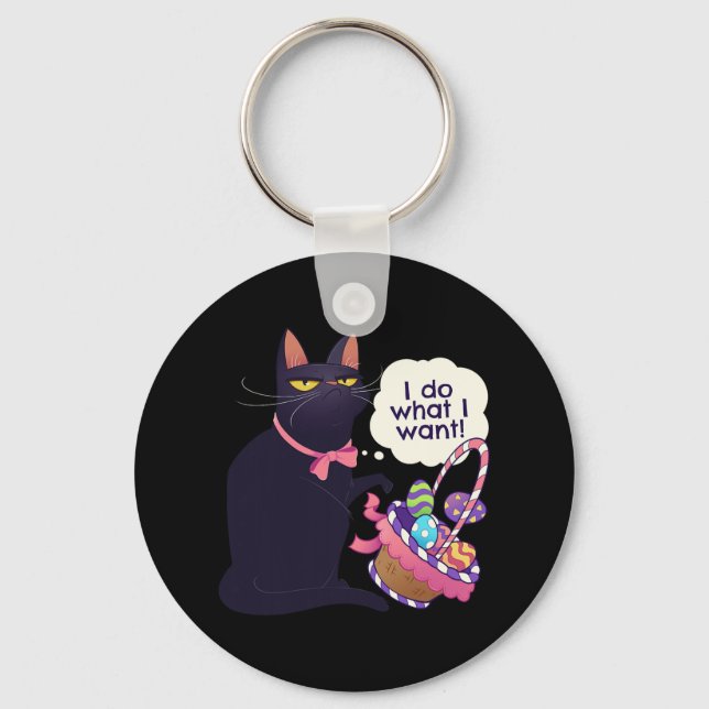 Chaveiro Páscoa De Gato Divertido O Que Quero De Bolas De P (Frente)